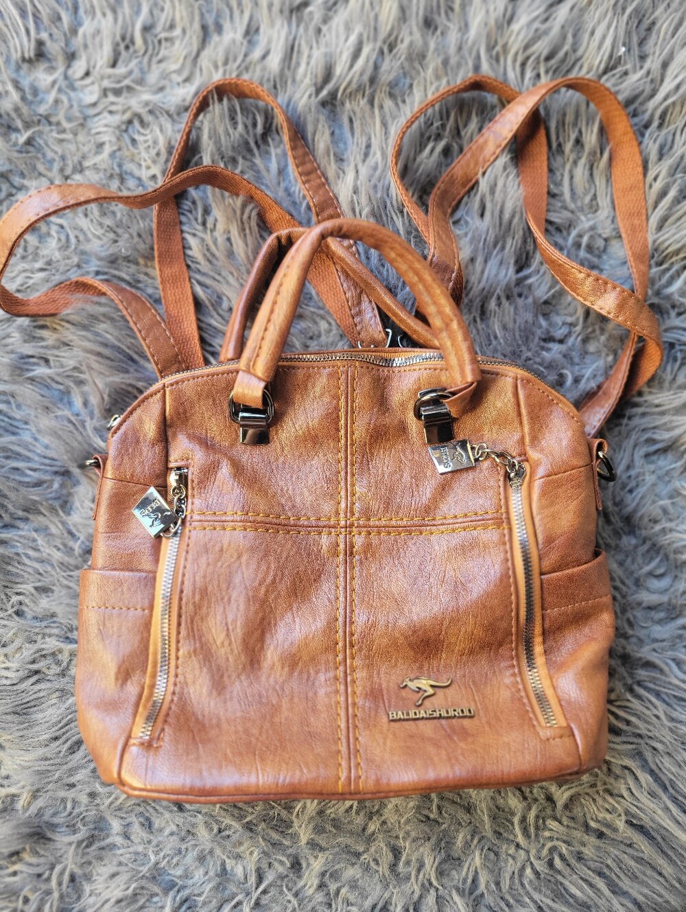 Convertible Vegan Brown Leather Bag